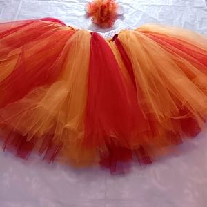 Tutu for parties and birthdays, with hair band, size 8-9 .  Red Wine and gold.